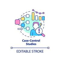 Case-control studies concept icon. Information analysing. Clinical trials type abstract idea thin line illustration. Isolated outline drawing. Editable stroke. Arial, Myriad Pro-Bold fonts used vector