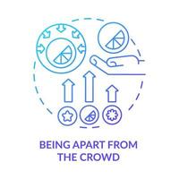 Being apart from crowd blue gradient concept icon. Alternative style. Good design importance abstract idea thin line illustration. Isolated outline drawing. Myriad Pro-Bold font used vector