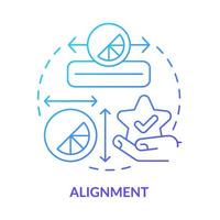 Alignment blue gradient concept icon. Objects arrangement style . Graphic design principles abstract idea thin line illustration. Isolated outline drawing. Myriad Pro-Bold font used vector