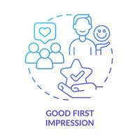 Good first impression blue gradient concept icon. Image building. Professional design importance abstract idea thin line illustration. Isolated outline drawing. Myriad Pro-Bold font used vector