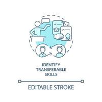 Identify transferable skills turquoise concept icon. What to do about wrong career abstract idea thin line illustration. Isolated outline drawing. Editable stroke. Arial, Myriad Pro-Bold fonts used vector