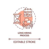 Long hiring process terracotta concept icon. Red flag in job interview abstract idea thin line illustration. Isolated outline drawing. Editable stroke. Arial, Myriad Pro-Bold fonts used vector