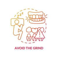 Avoid grind red gradient concept icon. Dental veneers aftercare abstract idea thin line illustration. Relaxing jaw muscles before bedtime. Isolated outline drawing. Myriad Pro-Bold font used vector