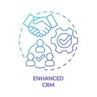 Enhanced CRM blue gradient concept icon. Business processes optimization. Advantages of UCaaS abstract idea thin line illustration. Isolated outline drawing. Myriad Pro-Bold fonts used vector