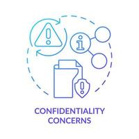 Confidentiality concerns blue gradient concept icon. Sensitive data safety issues. UCaaS risks abstract idea thin line illustration. Isolated outline drawing. Myriad Pro-Bold fonts used vector