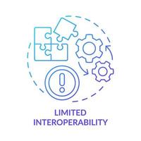 icono de concepto de gradiente azul de interoperabilidad limitada. dificultades de configuración de la red. ucaas emite una idea abstracta ilustración de línea delgada. dibujo de contorno aislado. innumerables fuentes pro-negrita utilizadas vector