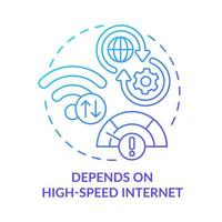 Depends on high-speed internet blue gradient concept icon. Technical problems. UCaaS risks abstract idea thin line illustration. Isolated outline drawing. Myriad Pro-Bold fonts used vector