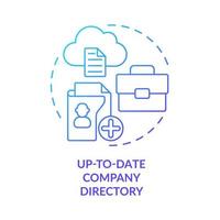 Up-to-date company directory blue gradient concept icon. Access to employees. Benefits of UCaaS abstract idea thin line illustration. Isolated outline drawing. Myriad Pro-Bold fonts used vector