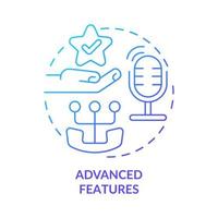 Advanced features blue gradient concept icon. Technical possibilities. VOIP system benefits abstract idea thin line illustration. Isolated outline drawing. Myriad Pro-Bold fonts used vector