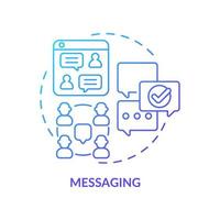 Messaging blue gradient concept icon. Live text chat. Users communication. UCaaS functions abstract idea thin line illustration. Isolated outline drawing. Myriad Pro-Bold fonts used vector