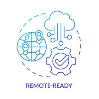 icono de concepto de gradiente azul listo para el control remoto. servicio entregado en la nube. beneficios del sistema voip idea abstracta ilustración de línea delgada. dibujo de contorno aislado. innumerables fuentes pro-negrita utilizadas vector