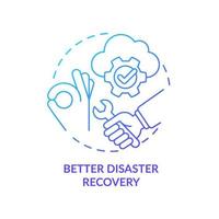 Better disaster recovery blue gradient concept icon. Repairing service. UCaaS advantages abstract idea thin line illustration. Isolated outline drawing. Myriad Pro-Bold fonts used vector