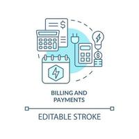 Billing and payments turquoise concept icon. Financial processes. PPA sales abstract idea thin line illustration. Isolated outline drawing. Editable stroke. Arial, Myriad Pro-Bold fonts used vector