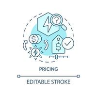 Pricing turquoise concept icon. Costs and consumption regulation. Sales of PPA abstract idea thin line illustration. Isolated outline drawing. Editable stroke. Arial, Myriad Pro-Bold fonts used vector