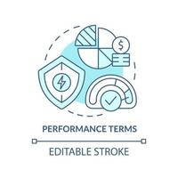 Performance terms turquoise concept icon. Buyer and provider contract . Sales of PPA abstract idea thin line illustration. Isolated outline drawing. Editable stroke. Arial, Myriad Pro-Bold fonts used vector