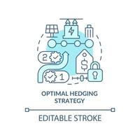 Optimal hedging strategy turquoise concept icon. Buying energy process. PPA work abstract idea thin line illustration. Isolated outline drawing. Editable stroke. Arial, Myriad Pro-Bold fonts used vector