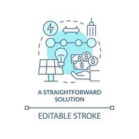 icono de concepto turquesa de solución sencilla. acceso a la energía solar. pros de ppa idea abstracta ilustración de línea delgada. dibujo de contorno aislado. trazo editable. arial, innumerables fuentes pro-bold utilizadas vector