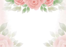 Watercolor floral background with brush and floral frame for horizontal banner, backdrop, wedding invitation, thank you card, wallpaper photo