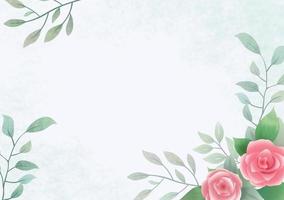 Watercolor floral background with brush and floral frame for horizontal banner, backdrop, wedding invitation, thank you card, wallpaper photo