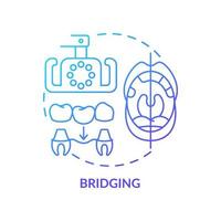 Bridging blue gradient concept icon. Aesthetic dentistry procedure abstract idea thin line illustration. Tooth replacement option. Isolated outline drawing. Myriad Pro-Bold font used vector