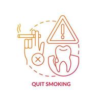 Quit smoking red gradient concept icon. Periodontal disease prevention abstract idea thin line illustration. Tooth loss risk avoiding. Isolated outline drawing. Myriad Pro-Bold font used vector