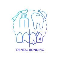 Dental bonding blue gradient concept icon. Cosmetic enhancement type abstract idea thin line illustration. Cracked and broken teeth recovery. Isolated outline drawing. Myriad Pro-Bold font used