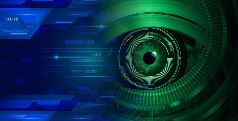 Blue eye cyber circuit future technology concept background