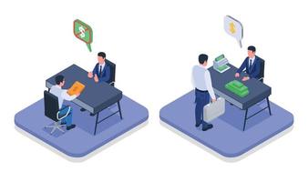 Corruption Bribery Isometric Compositions vector