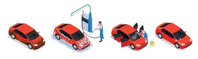 Car Wash Isometric Colored Composition vector