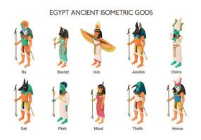 conjunto de dioses antiguos de egipto vector