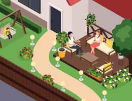 Isometric Outdoor Furniture Composition vector