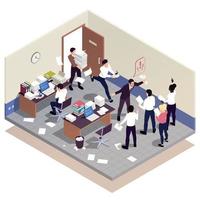 Messy Office Work Isometric Composition