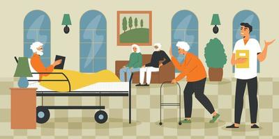 Nursing Home Flat Background vector