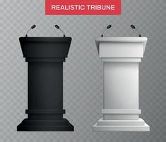 Realistic Tribune Black White Set vector