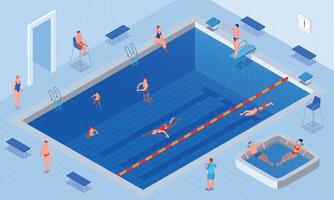 Isometric Swimming Pool Composition vector