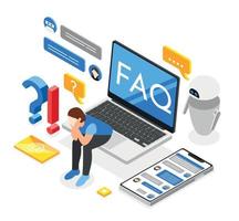 FAQ Isometric Design Concept vector