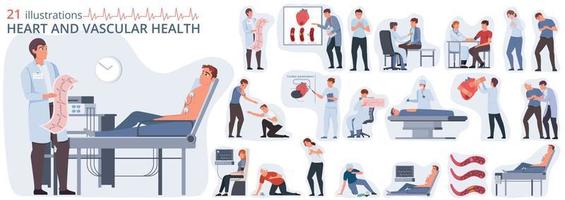 conjunto de composiciones de enfermedades cardiovasculares vector