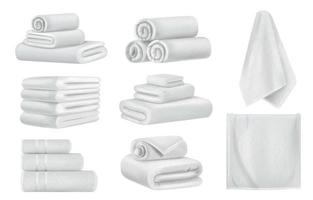 conjunto realista de toallas blancas vector