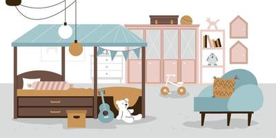 Children Room Interior Composition vector