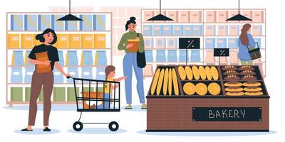 Supermarket Bakery People Composition vector