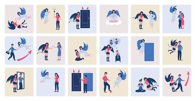 Angels Devils Square Compositions vector