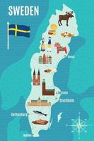 mapa turistico de suecia vector