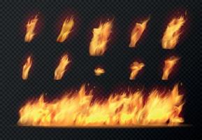 Realistic Fire Set vector