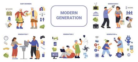 Modern Generation Flat Compositions vector