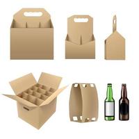 Realistic Set Of Brown Box Package vector