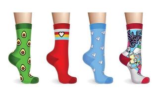 Socks Mockup Realistic Color Set vector