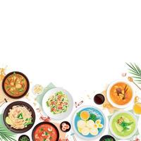 Thai Cuisine Food Flat Illustration vector