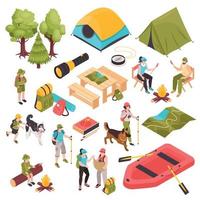Hiking Camping Icon Set vector