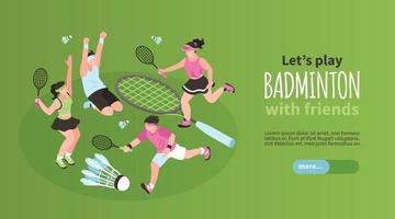 Badminton Friends Horizontal Banner vector