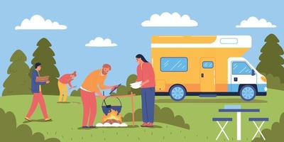 Camping Flat Color Background vector